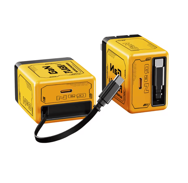 Adaptador de carga rápida con cable retráctil y conector tipo C