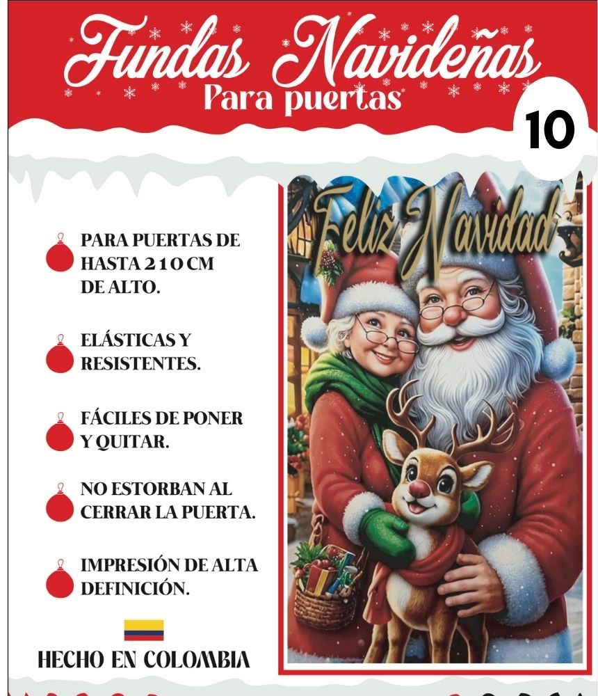 ✨ Funda Navideña para Puerta – Dale la bienvenida a la Navidad desde tu puerta🎄