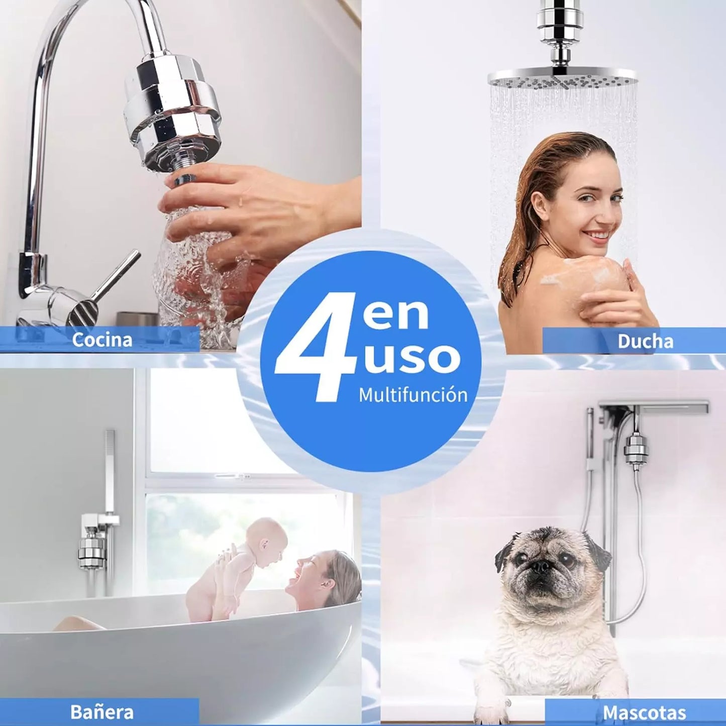 Juego de ducha 20 etapas - Ayuda a eliminar cloro y metales pesados del agua.