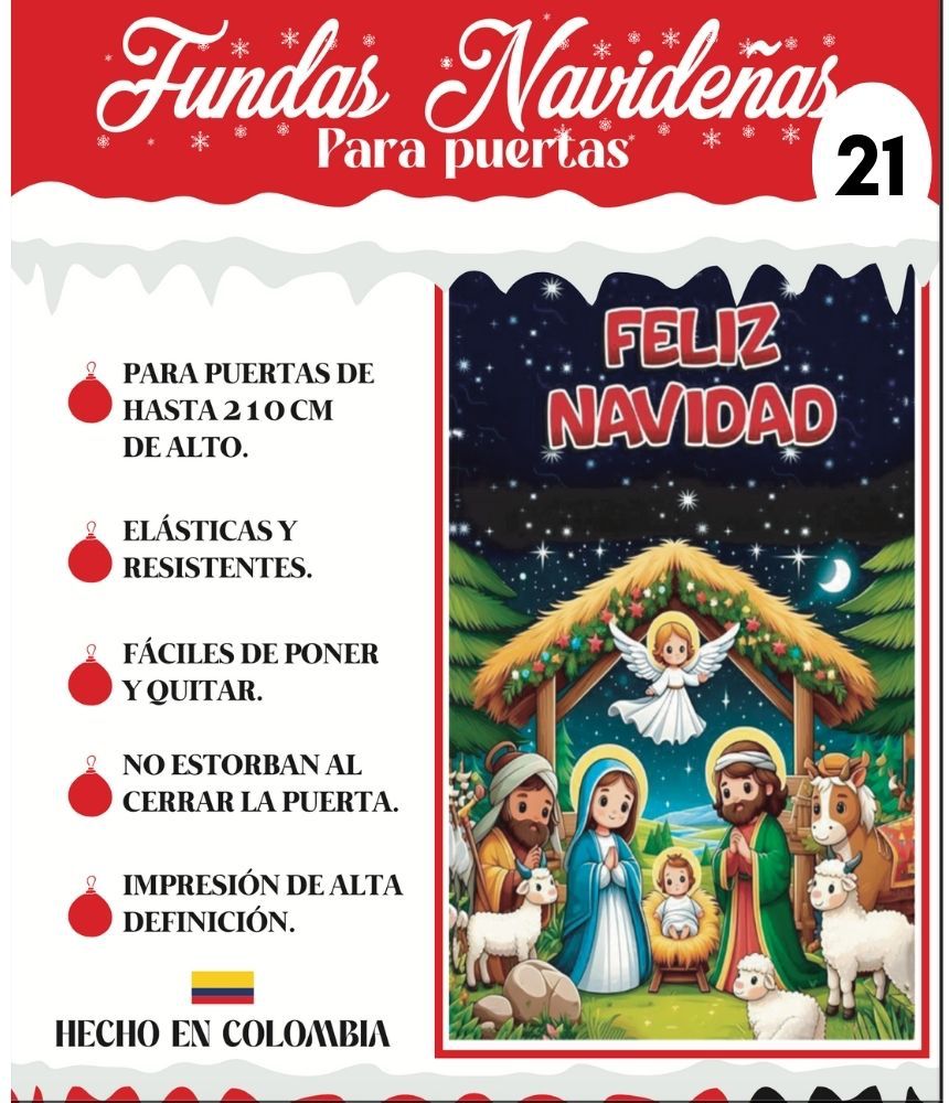 ✨ Funda Navideña para Puerta – Dale la bienvenida a la Navidad desde tu puerta🎄