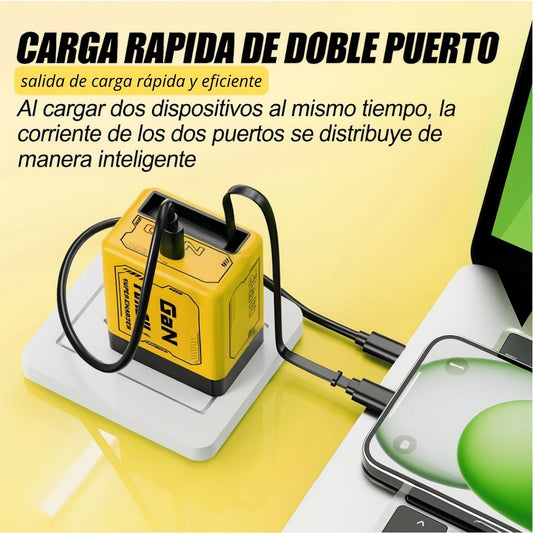 Adaptador de carga rápida con cable retráctil y conector tipo C