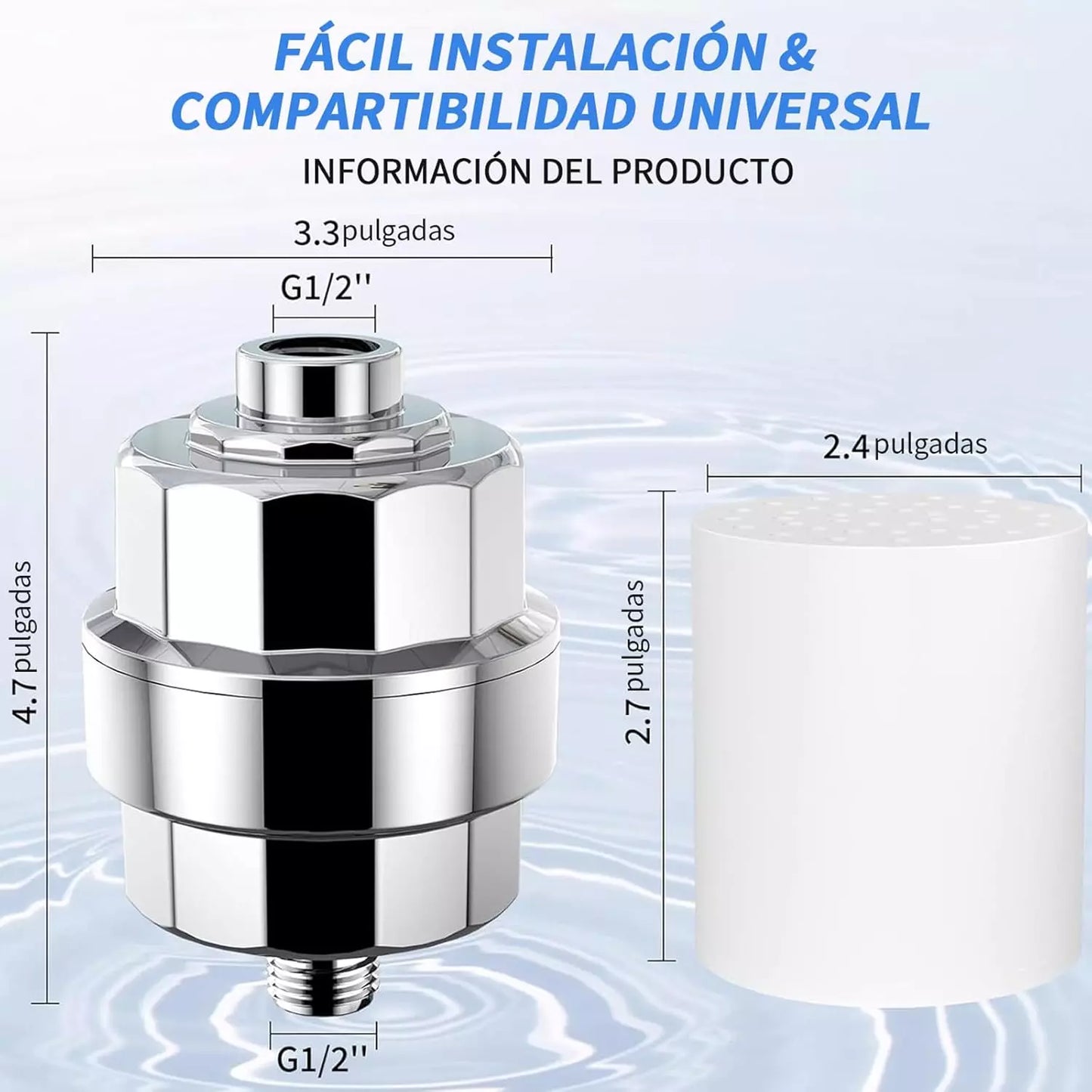 Juego de ducha 20 etapas - Ayuda a eliminar cloro y metales pesados del agua.