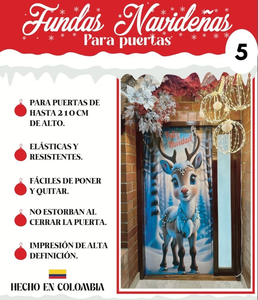 ✨ Funda Navideña para Puerta – Dale la bienvenida a la Navidad desde tu puerta🎄