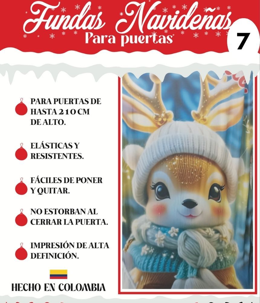 ✨ Funda Navideña para Puerta – Dale la bienvenida a la Navidad desde tu puerta🎄