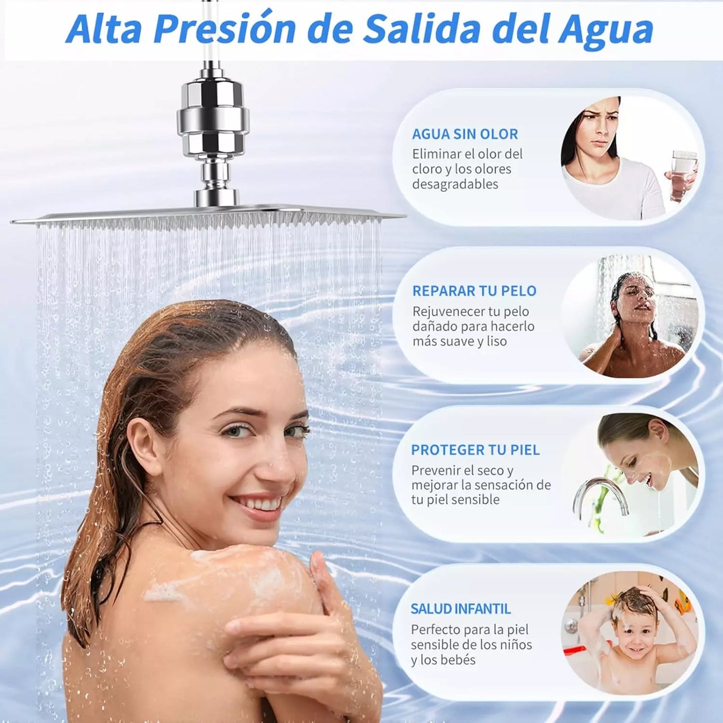 Juego de ducha 20 etapas - Ayuda a eliminar cloro y metales pesados del agua.