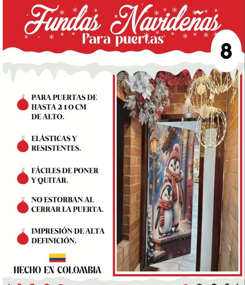 ✨ Funda Navideña para Puerta – Dale la bienvenida a la Navidad desde tu puerta🎄