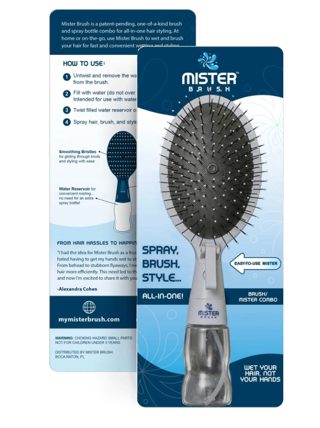 Mister Brush®️ Cepillo + Spray, Desenreda, Hidrata y Estiliza en un solo paso.