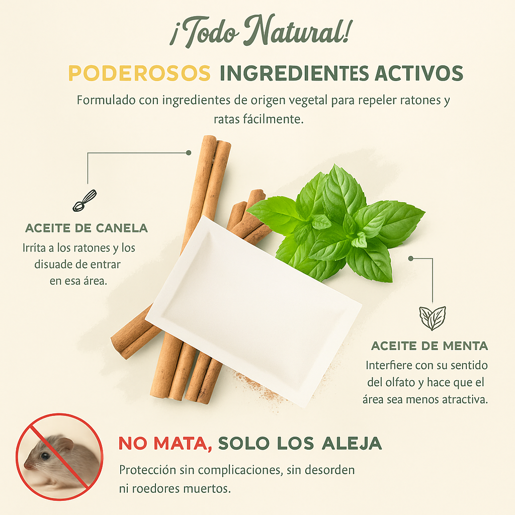Repelente Natural para Ratones™ Protege tu hogar y tu familia de forma segura.
