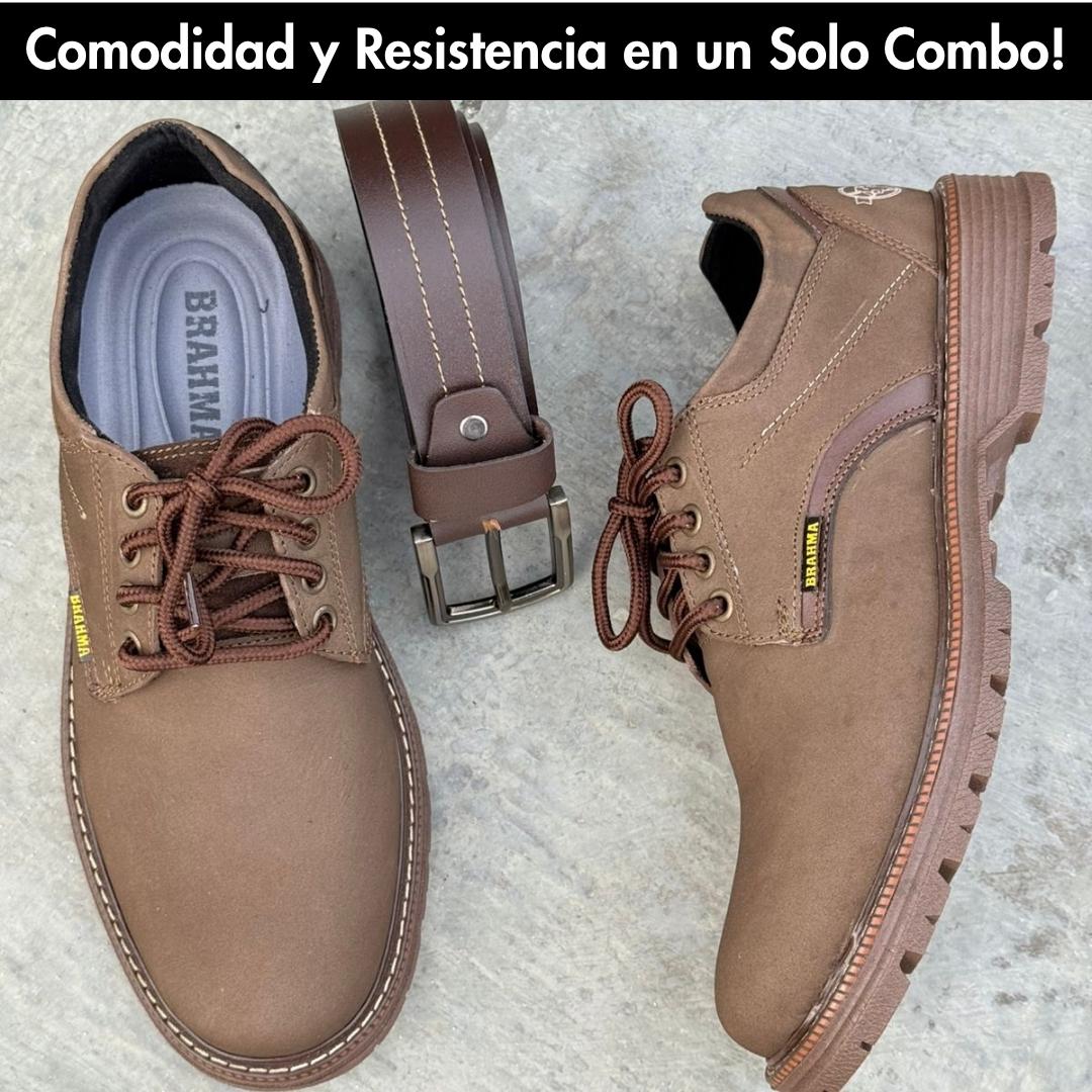 Combo ALFA: Zapatos en Cuero 100% Genuino + Correa GRATIS