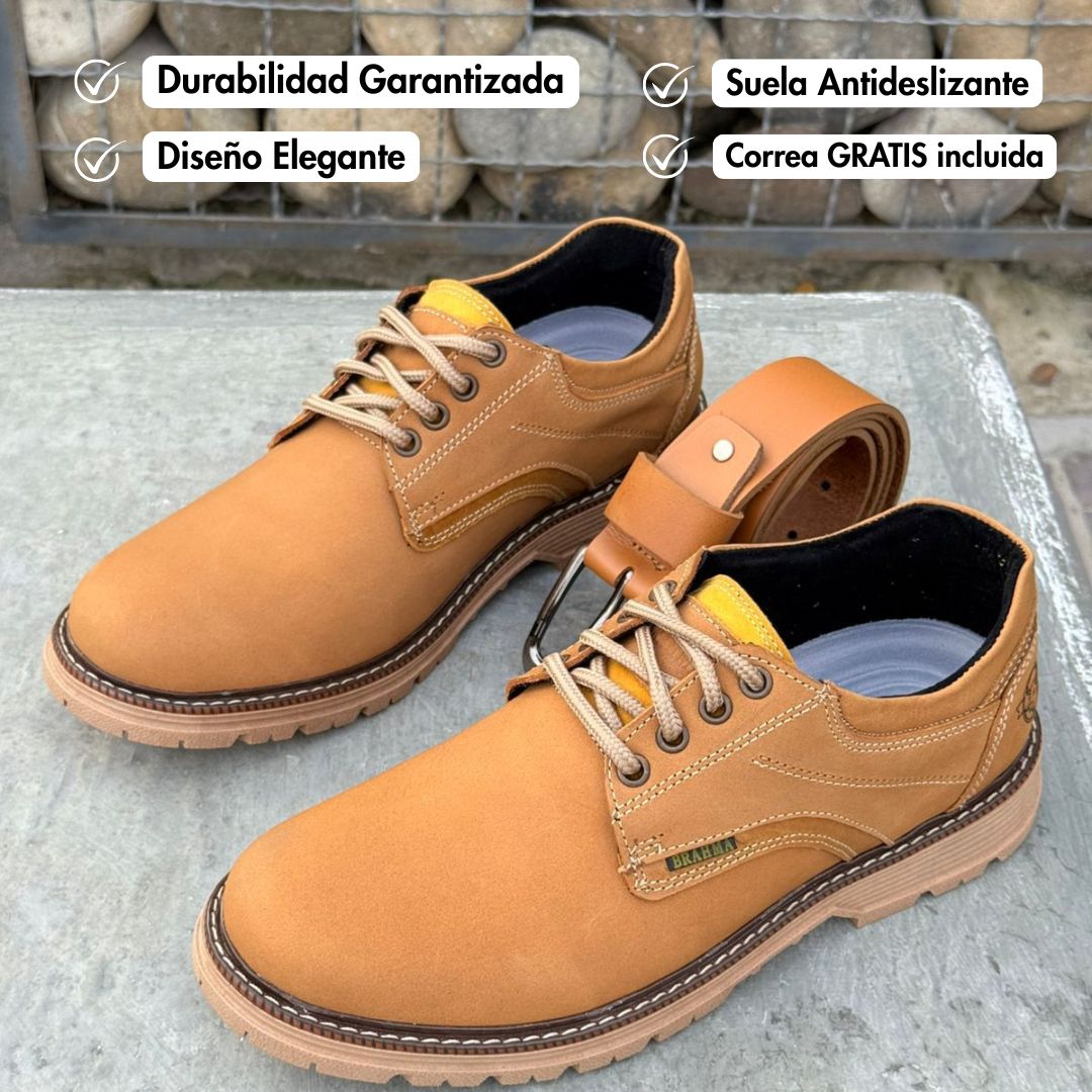 Combo ALFA: Zapatos en Cuero 100% Genuino + Correa GRATIS