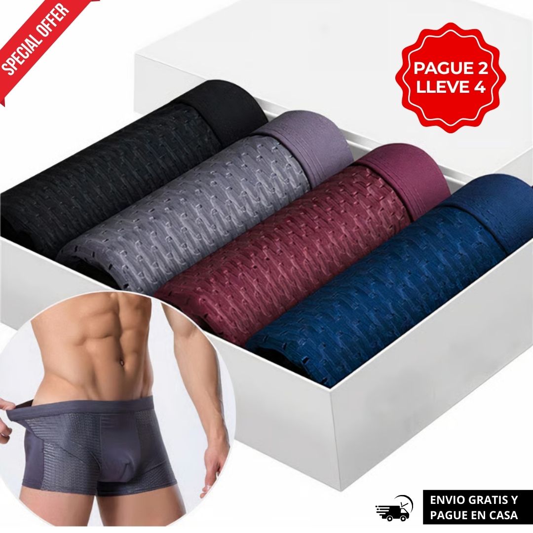 BÓXER DE FIBRA DE BAMBÚ: COMODIDAD DURANTE TODO EL DÍA! PAGUE 2 LLEVE 4