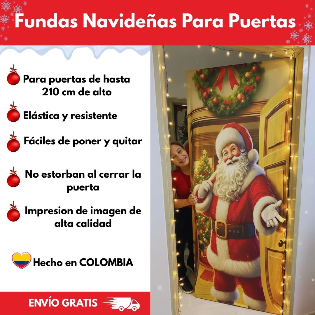 ✨ Funda Navideña para Puerta – Dale la bienvenida a la Navidad desde tu puerta🎄