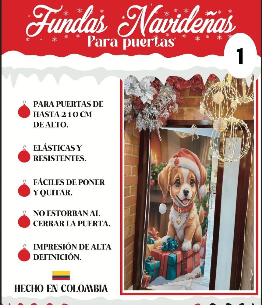 ✨ Funda Navideña para Puerta – Dale la bienvenida a la Navidad desde tu puerta🎄